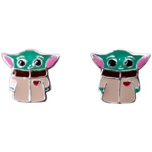 Handmade Grogu Inspired Earrings 925 Sterling Silver Baby Yoda Screw Back